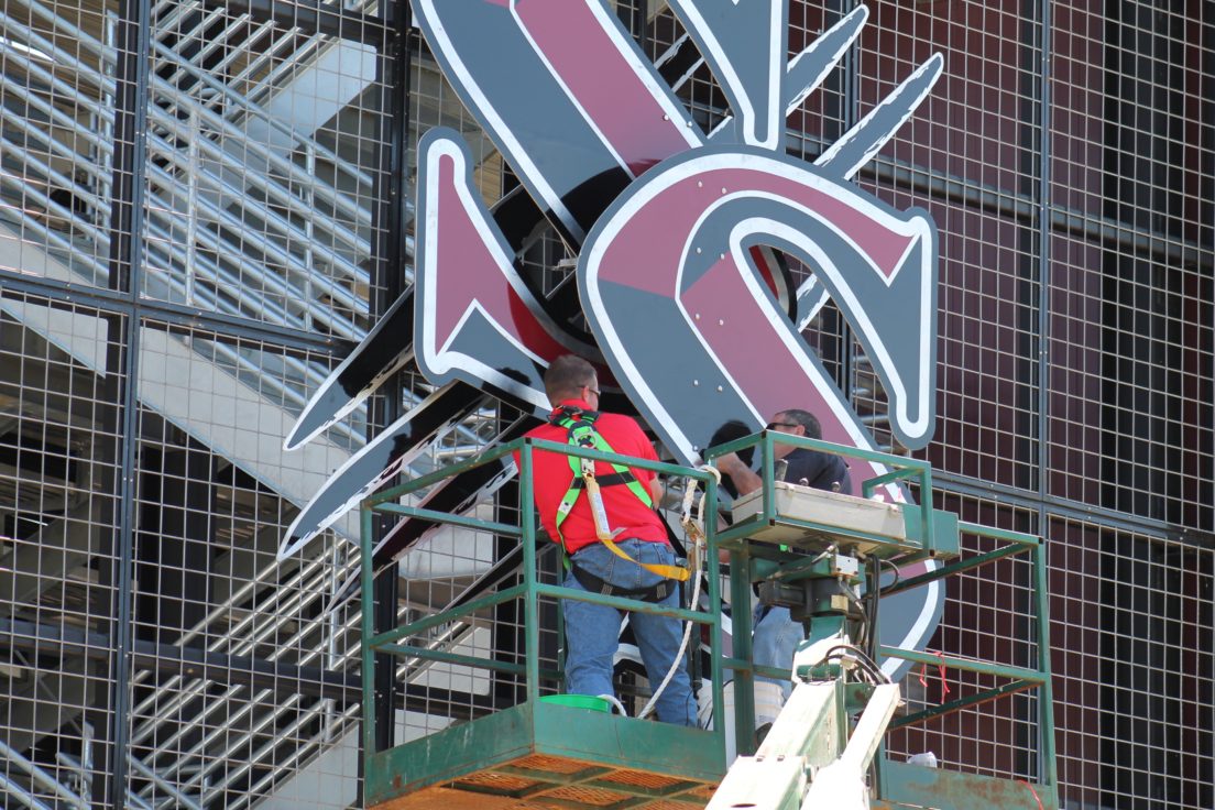 Installation of Siloam Springs Panthers Logo